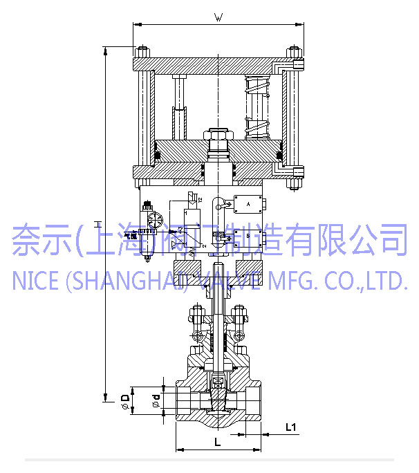 Z661Y氣動鍛鋼閘閥示意圖